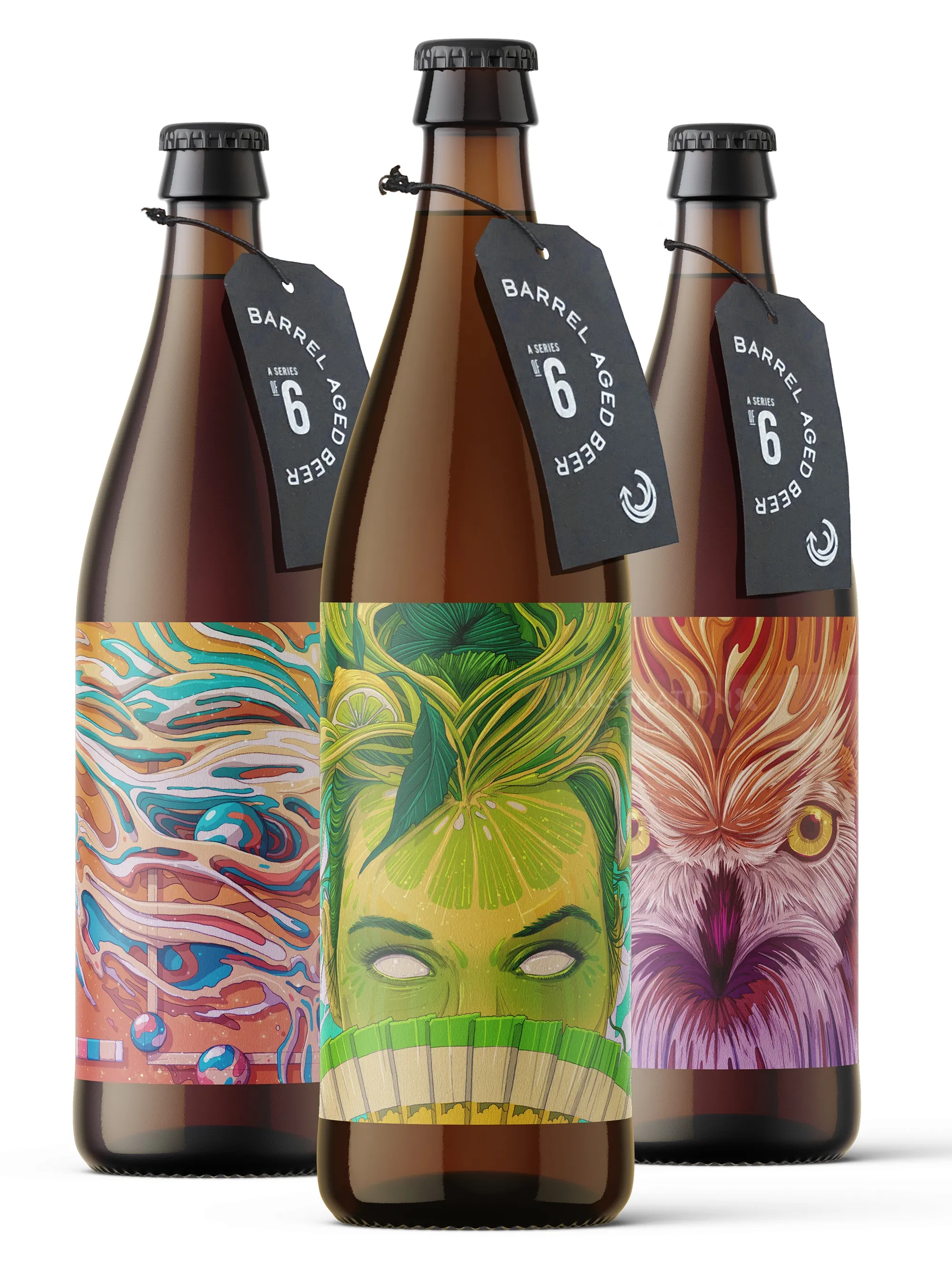 Labels of the special edition barrel aged beer by Breakside Brewery