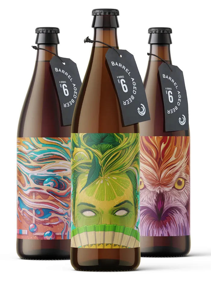 Labels of the special edition barrel aged beer by Breakside Brewery