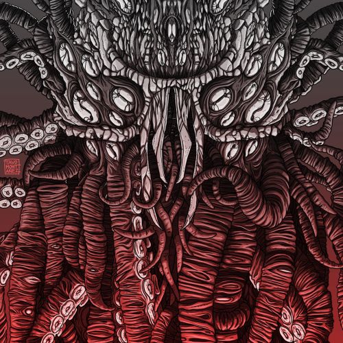 Dark detailed illustration of monstrous tentacled creature from The Call of Cthulhu