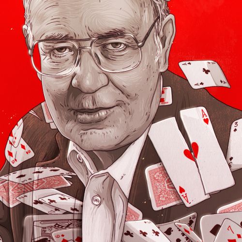 Robert Custer portrait with playing cards by Tavo Montanez