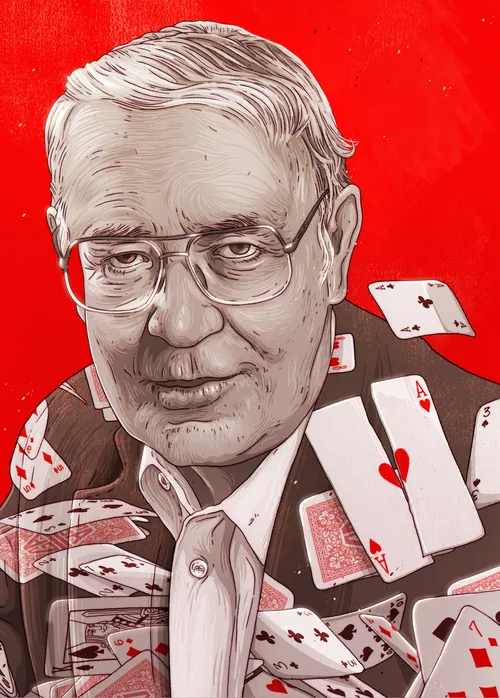 Robert Custer portrait with playing cards by Tavo Montanez