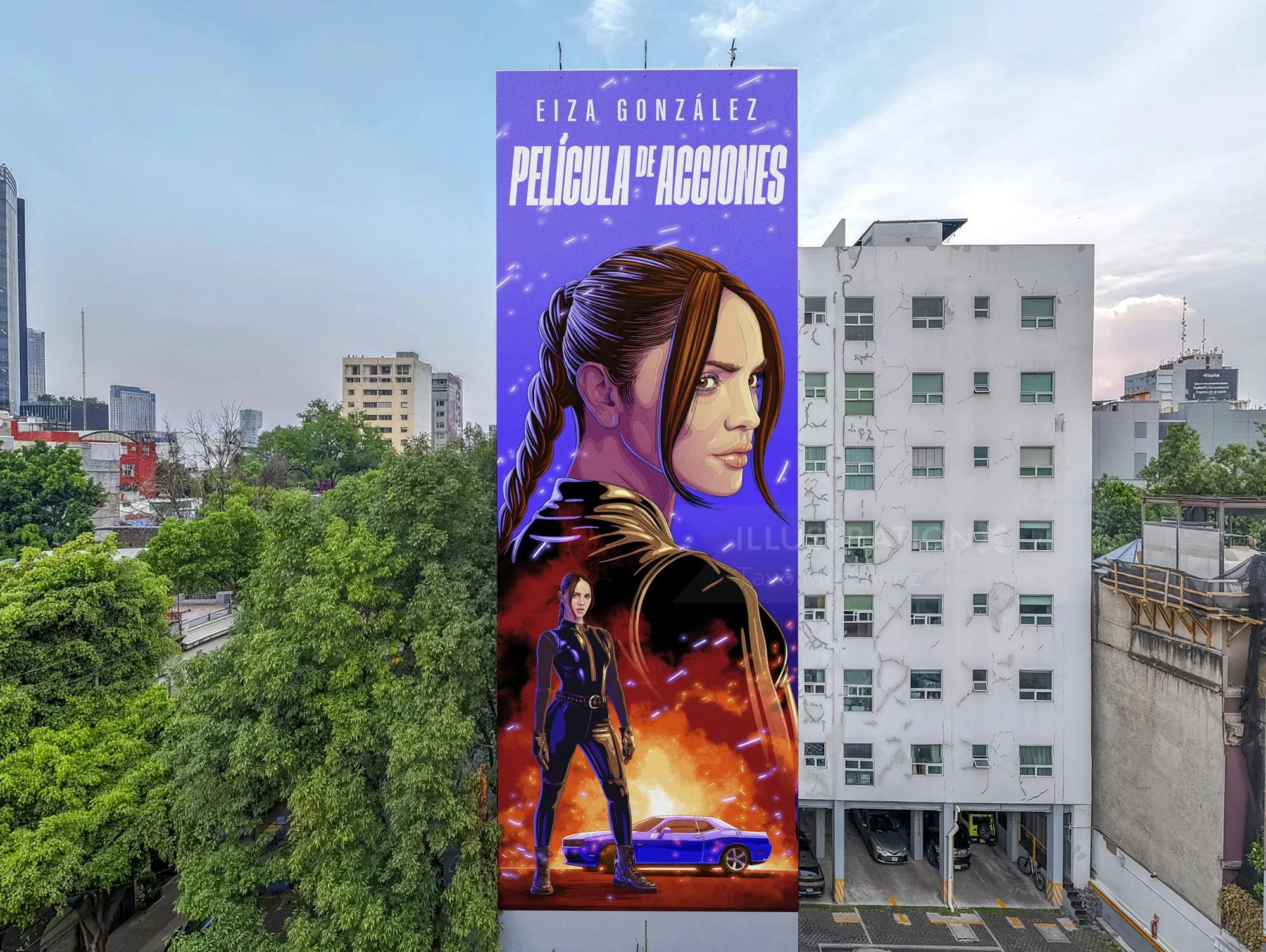 Tavo Montanez mural for Bitso featuring Eiza González
