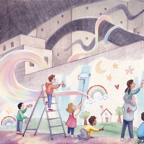 children's book, murals, children, rainbow, creativity