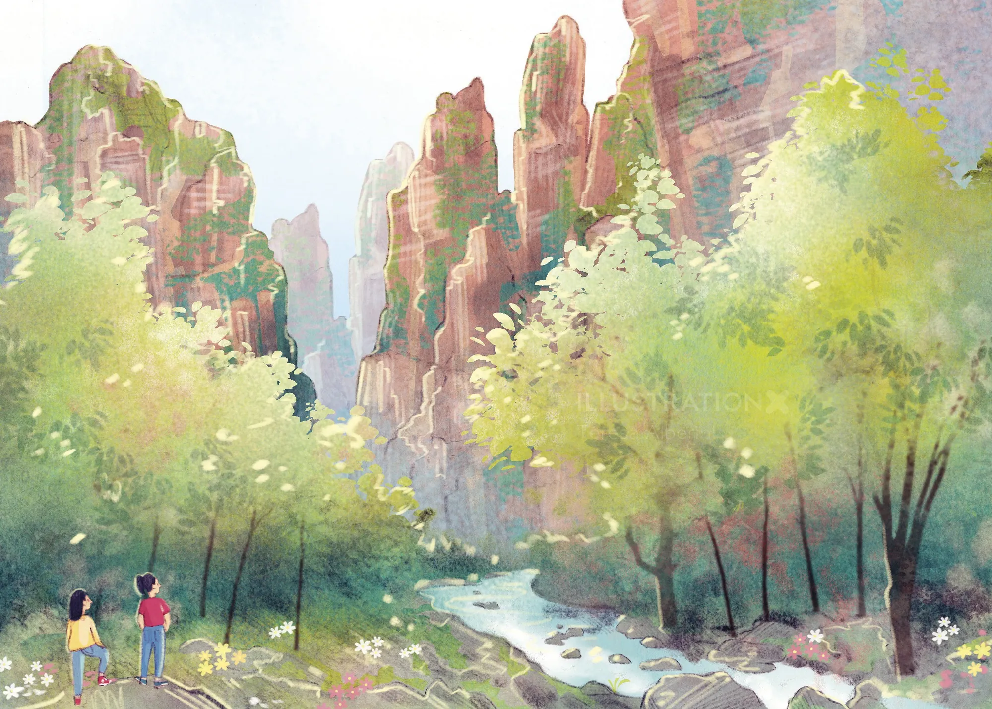 China, Naturlandschaft, Kinder, Schulbuch