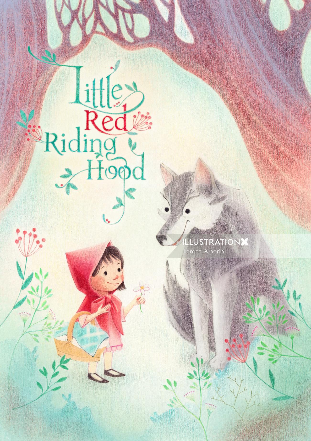 Little Red Riding Hood, classic fairy tale, children's book, cover, letter, forest, wolf