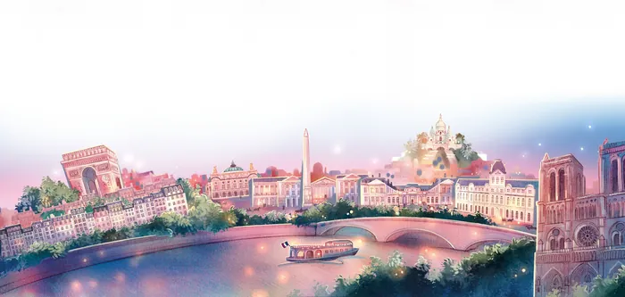 Colorful digital artwork of European landmarks by Teresa Alberini