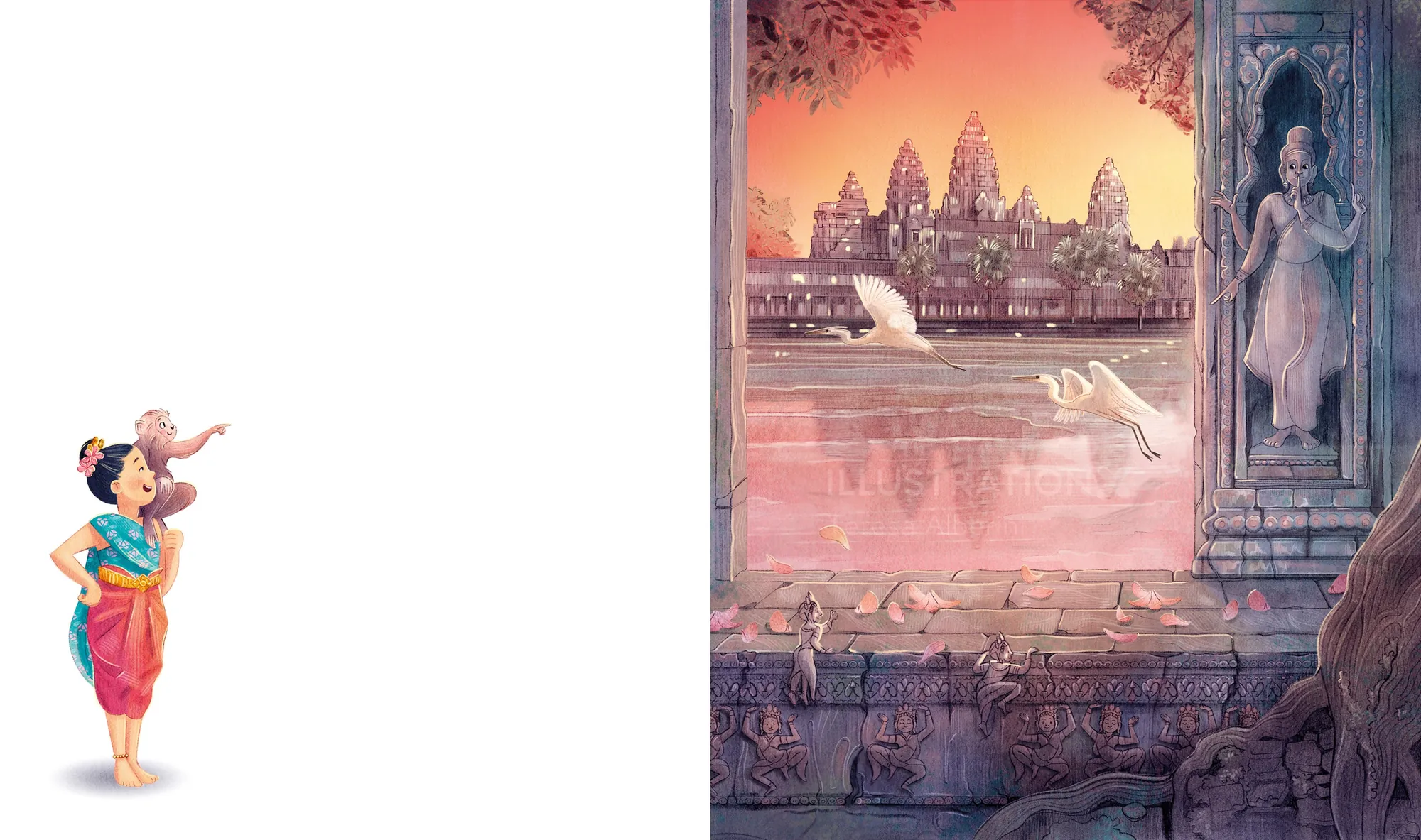 Digitales Kunstwerk des Angkor Wat-Tempels bei Sonnenuntergang von Teresa Alberini