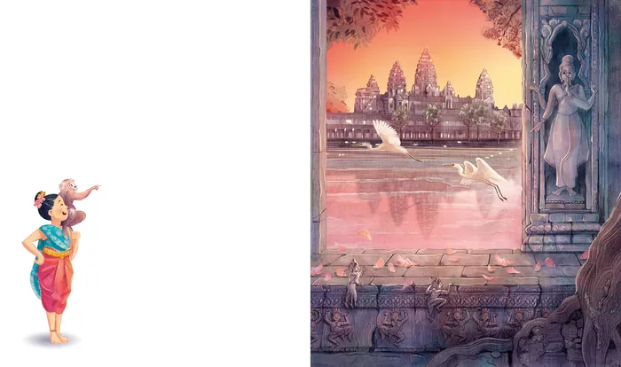 Digital artwork of Angkor Wat temple at sunset by Teresa Alberini