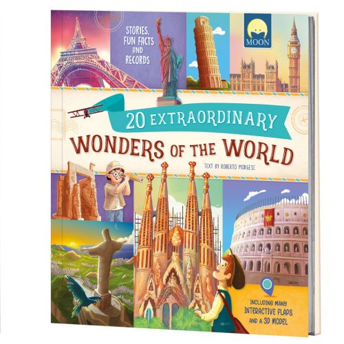 Two illustrated books titled Wonders of Nature and Wonders of the World