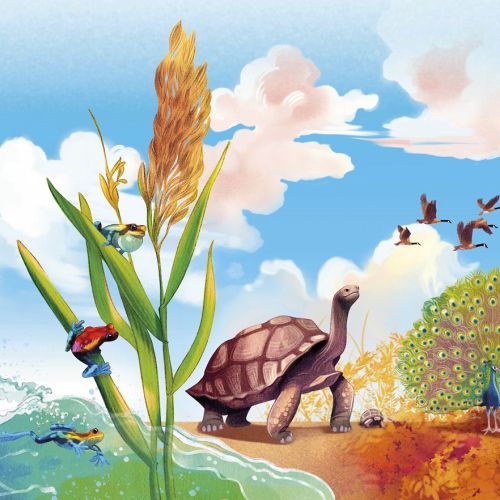 Illustration showing diverse extraordinary animal world wonders in vibrant nature
