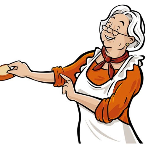 Cartoon art of grandma chef