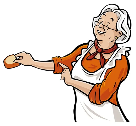 Cartoon art of grandma chef