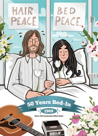 ジョン・レノンとオノ・ヨーコ 1969年 ベッド・イン | Illustration by