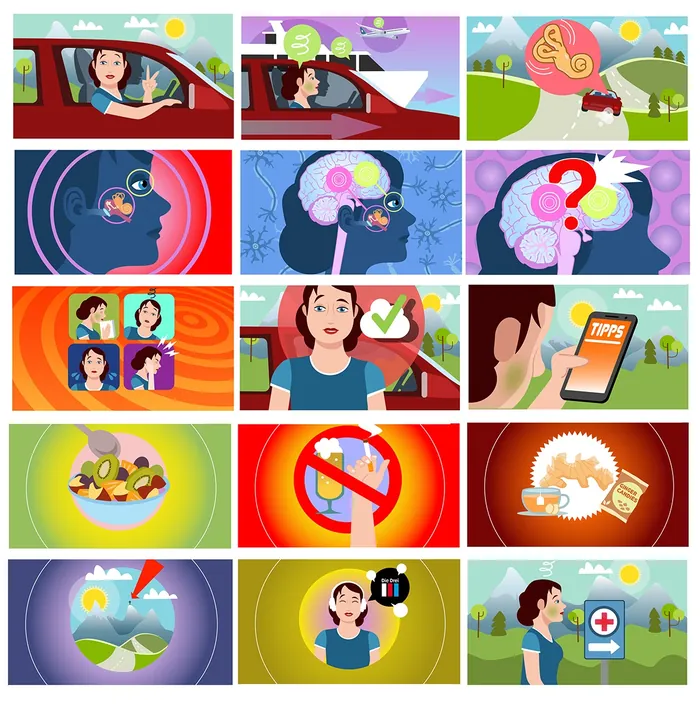 Series of images depicting brain health and memory improvement tips