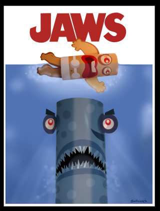 Papel higiénico divertido de la película Jaws.
