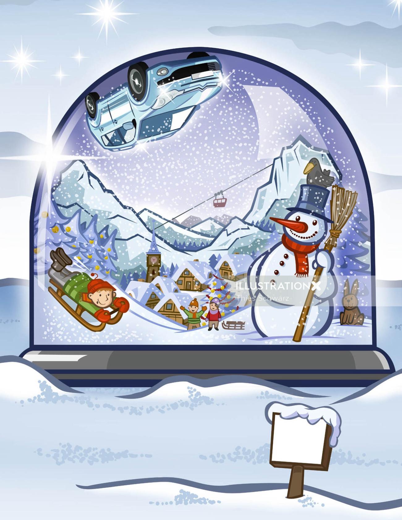 Globo de neve com personagens