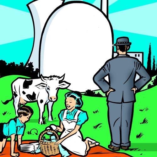 People in cow farm
