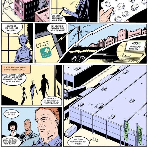 People building comic page
