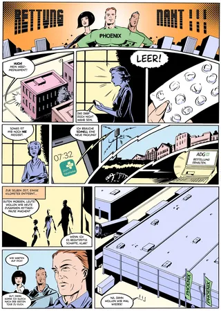 People building comic page
