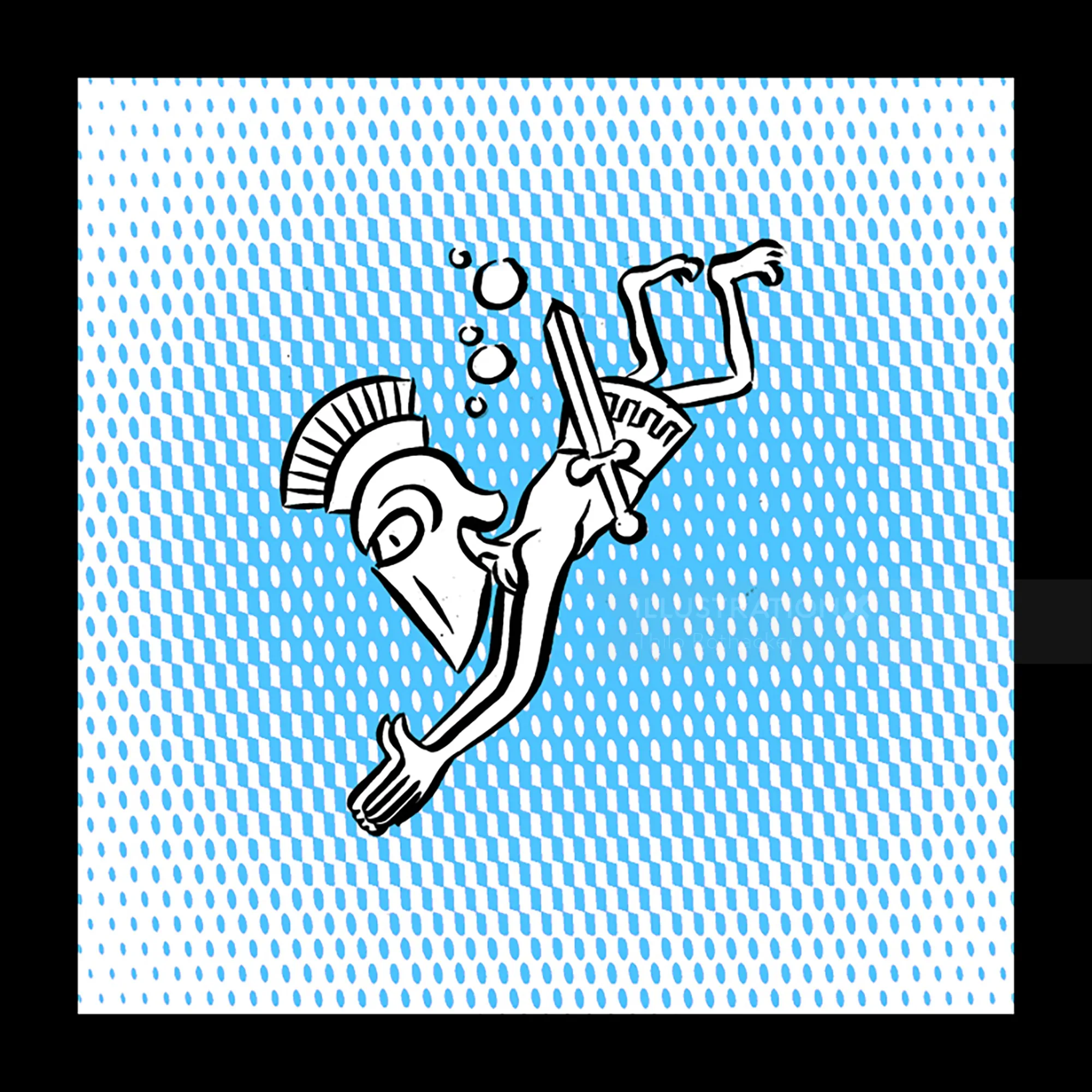 Illustration of an ancient Roman soldier diving underwater by Thilo Rothacker