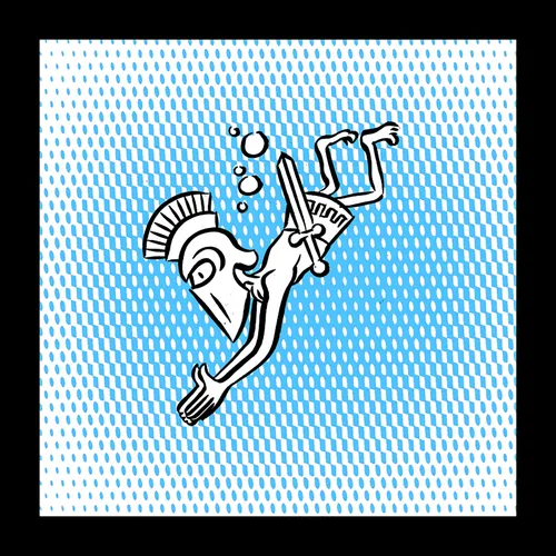 Illustration of an ancient Roman soldier diving underwater by Thilo Rothacker