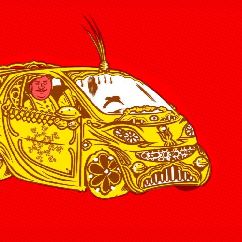 Graphic golden car
