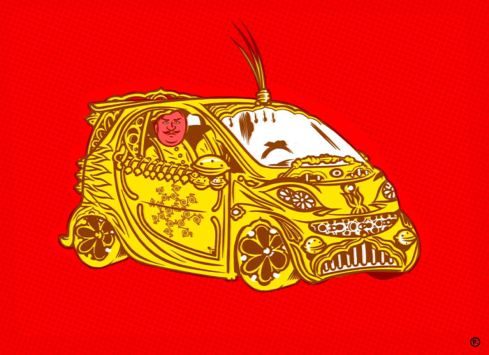 carro dourado gráfico