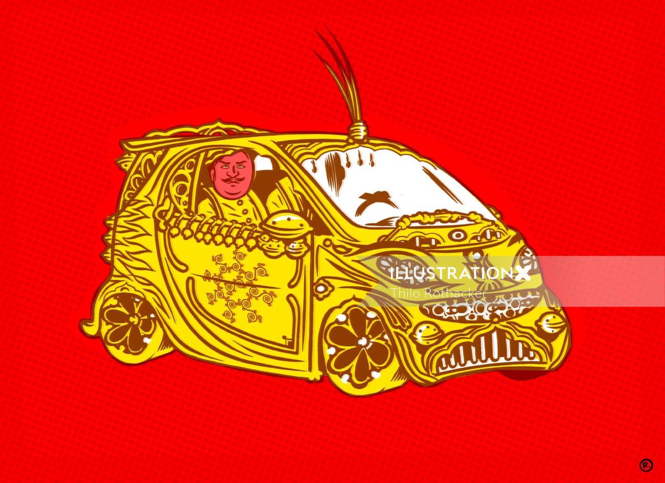 图形金色汽车