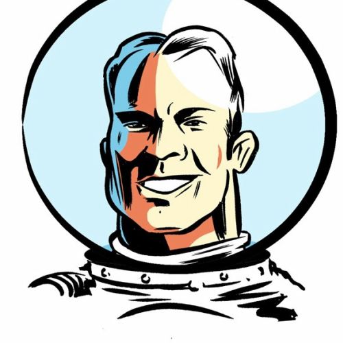 Graphic astronaut in space suit
