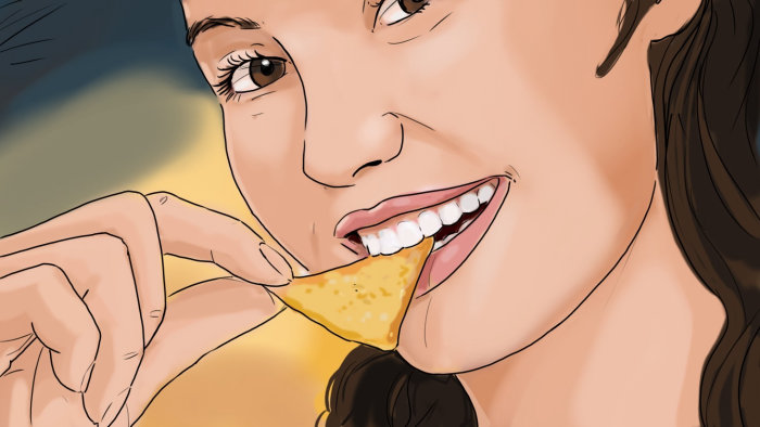 Illustration lâche de femme mangeant