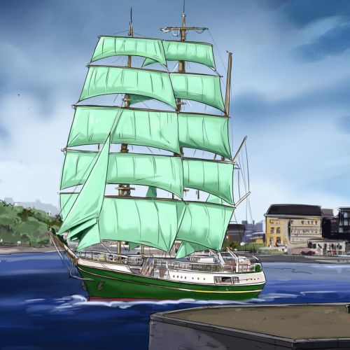 Travel ship sketch illustration

