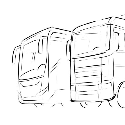 line art of trucks and car
