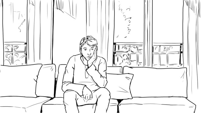 Dessin au trait d&#39;une personne qui pense