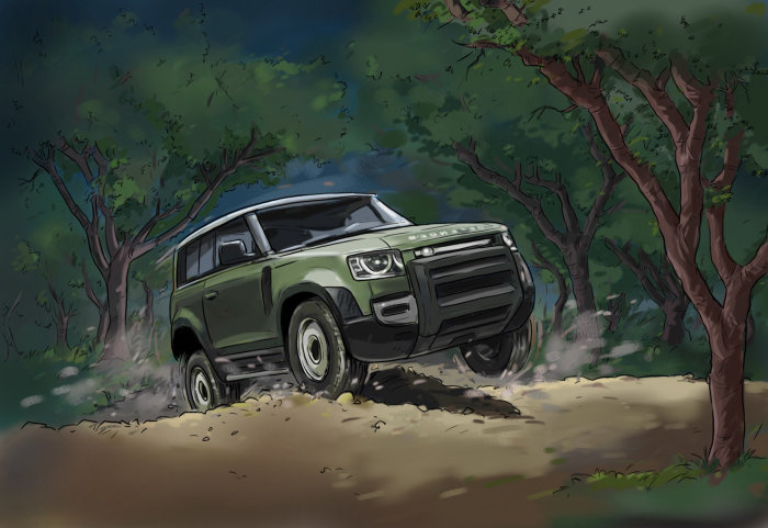 Illustration lâche de jeep aventure