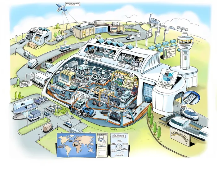Cutaway view of an airport control tower with radar, staff, and operations equipment.