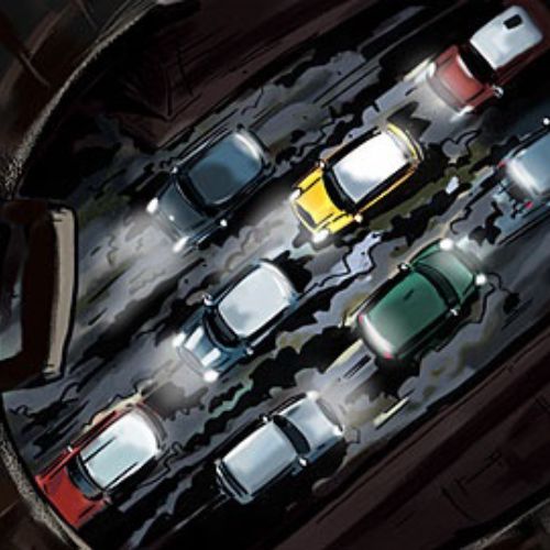 cars on the road, Top view of street, traffic jam