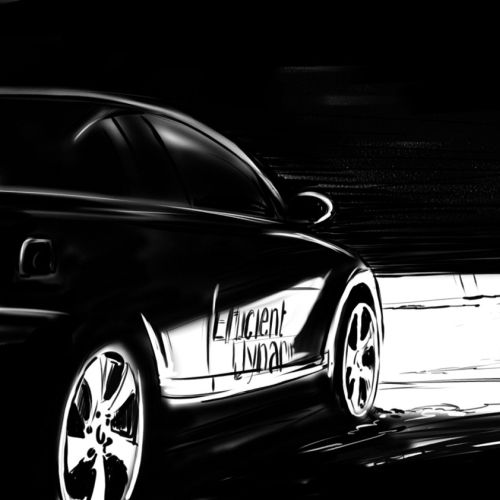 Thomas Andrae- Animation illustration, Black car moving, pitch dark around