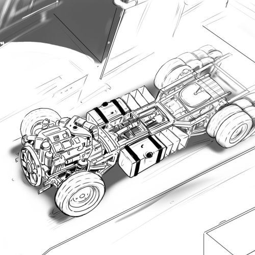 car with wheels from the top view, 4 wheels around, line drawing of a vehicle