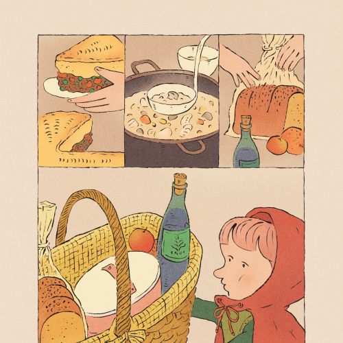 Little Red Riding Hood's mom preparing food in kitchen by Tianyi You