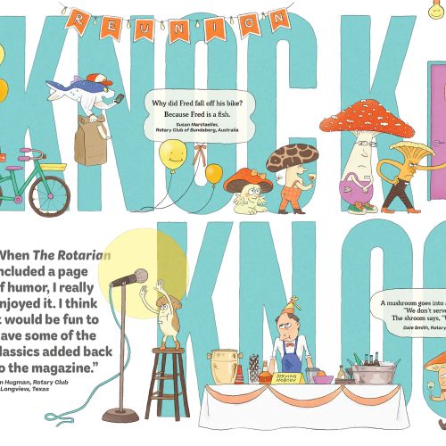 Opener and spot illustrations for Rotary Magazine Happiness Issue