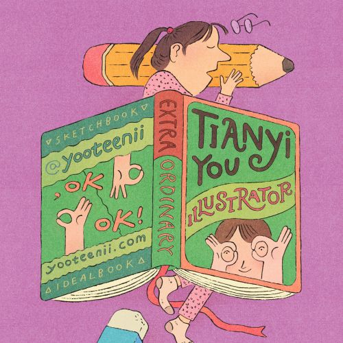 Hand-lettered illustrated business card by Tianyi You