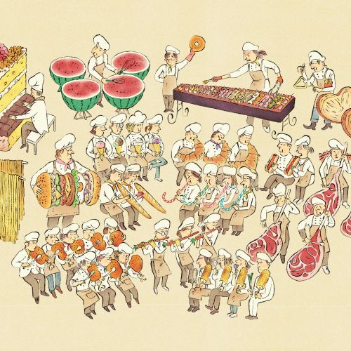 Creative fusion of food and music in illustration