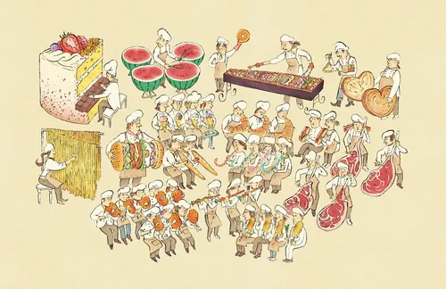 Creative fusion of food and music in illustration