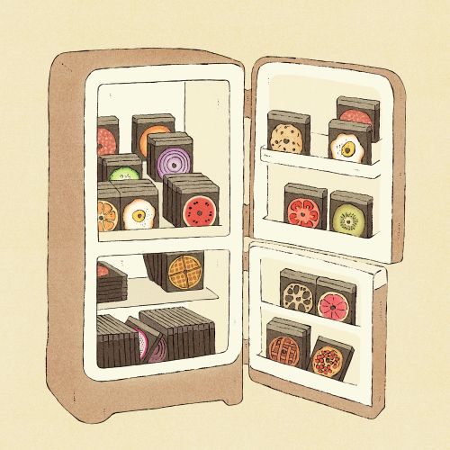 Creative illustration of cookies stored in fridge