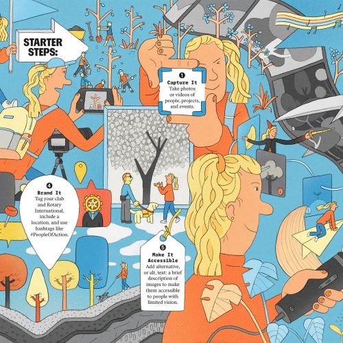 Editorial illustration about online influence and digital culture