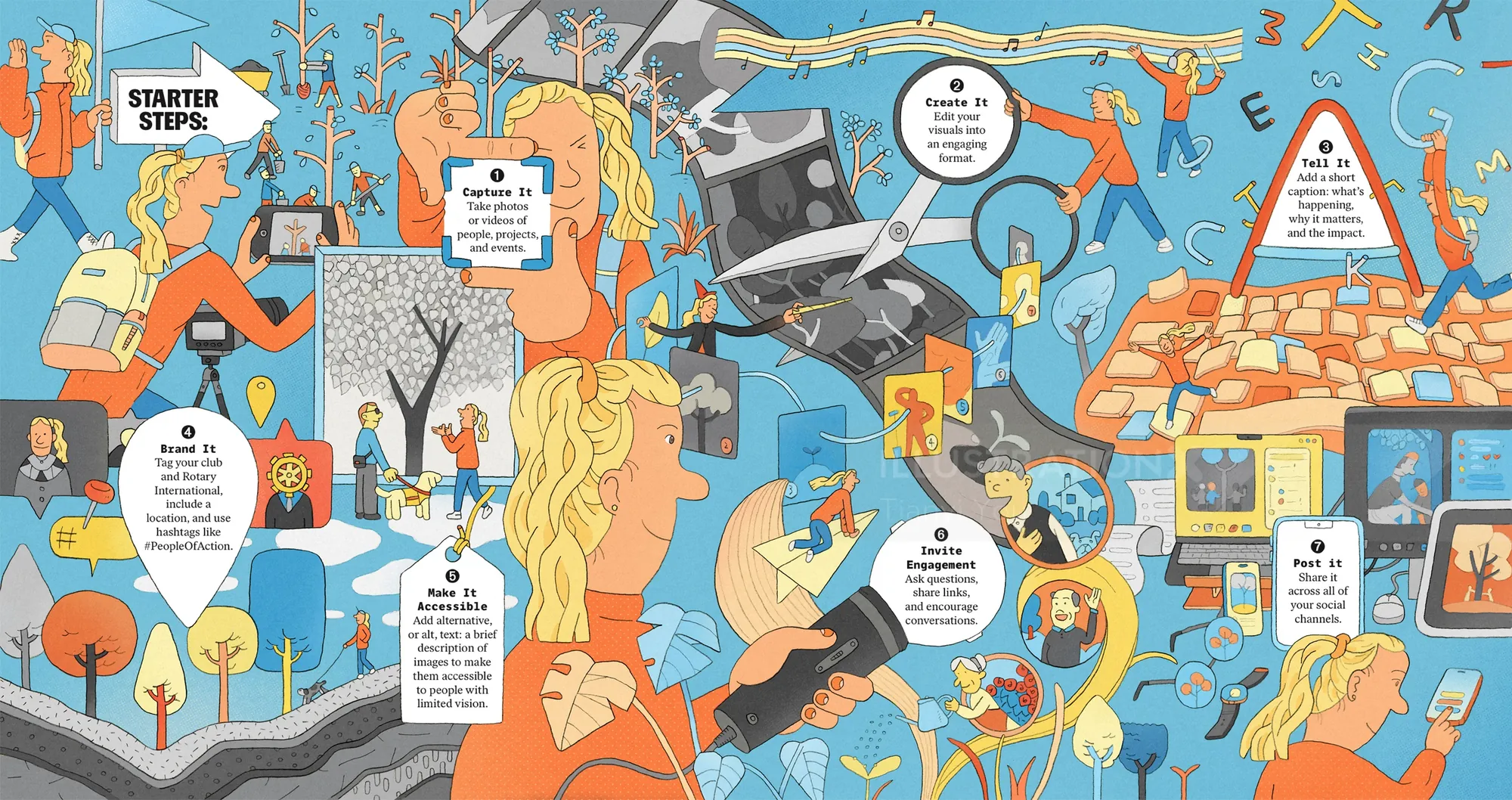 Editorial illustration about online influence and digital culture