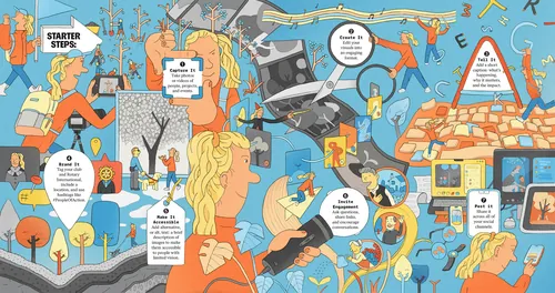 Editorial illustration about online influence and digital culture