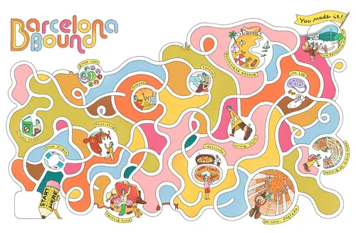 Ilustração do labirinto Rotary com tema de Barcelona por Tianyi You