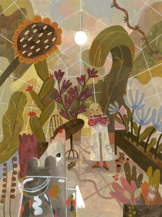 ネズミと芋虫の絆を描いたアクリルの傑作