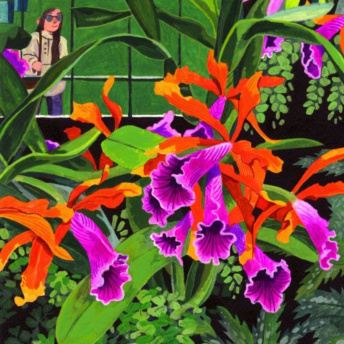 Garden painting inspired by a Longwood Gardens' botanical garden